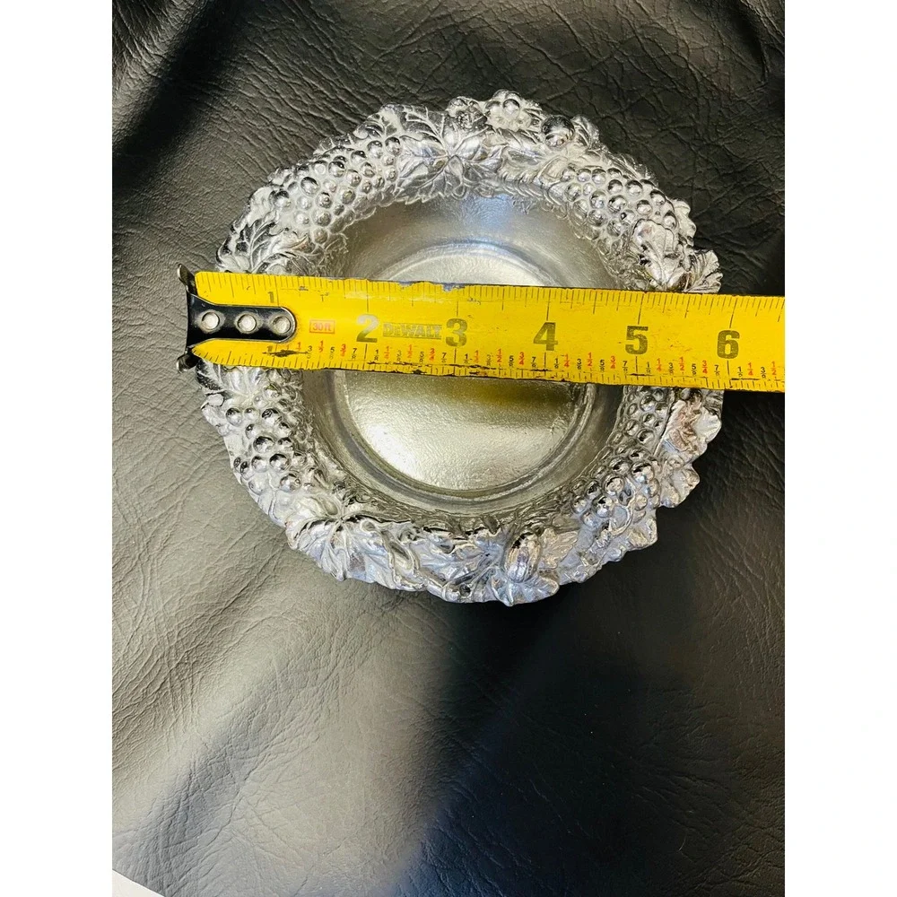 Arthur Court Bowl 6in Vintage 1988 Grape Leaf Aluminum Silver Dish Wine Coaster